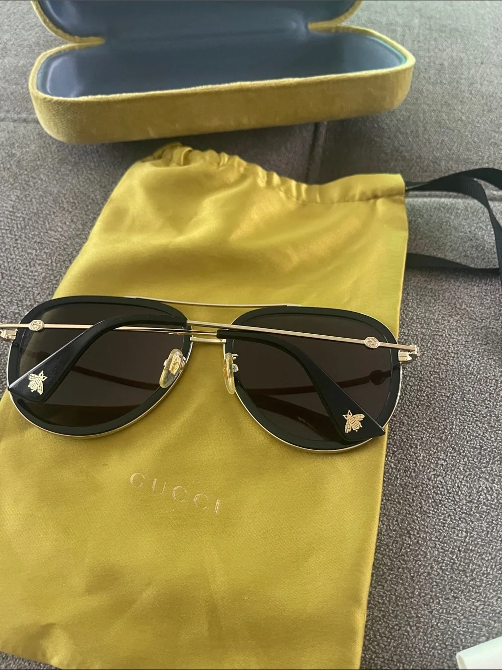 Gucci Women’s Black & Gold Aviator Sunglasses